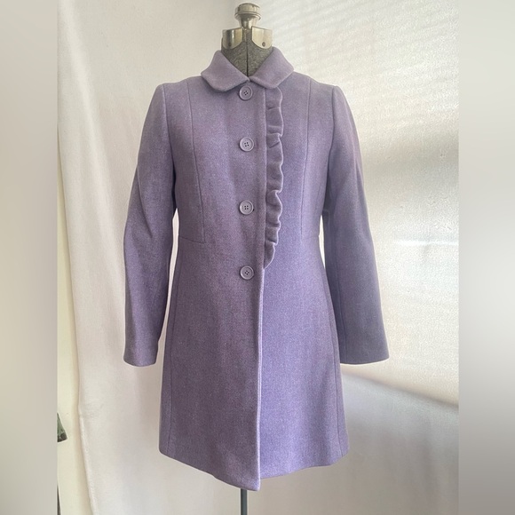 Talbots Albury lilac wool ruffle coat - Picture 1 of 11